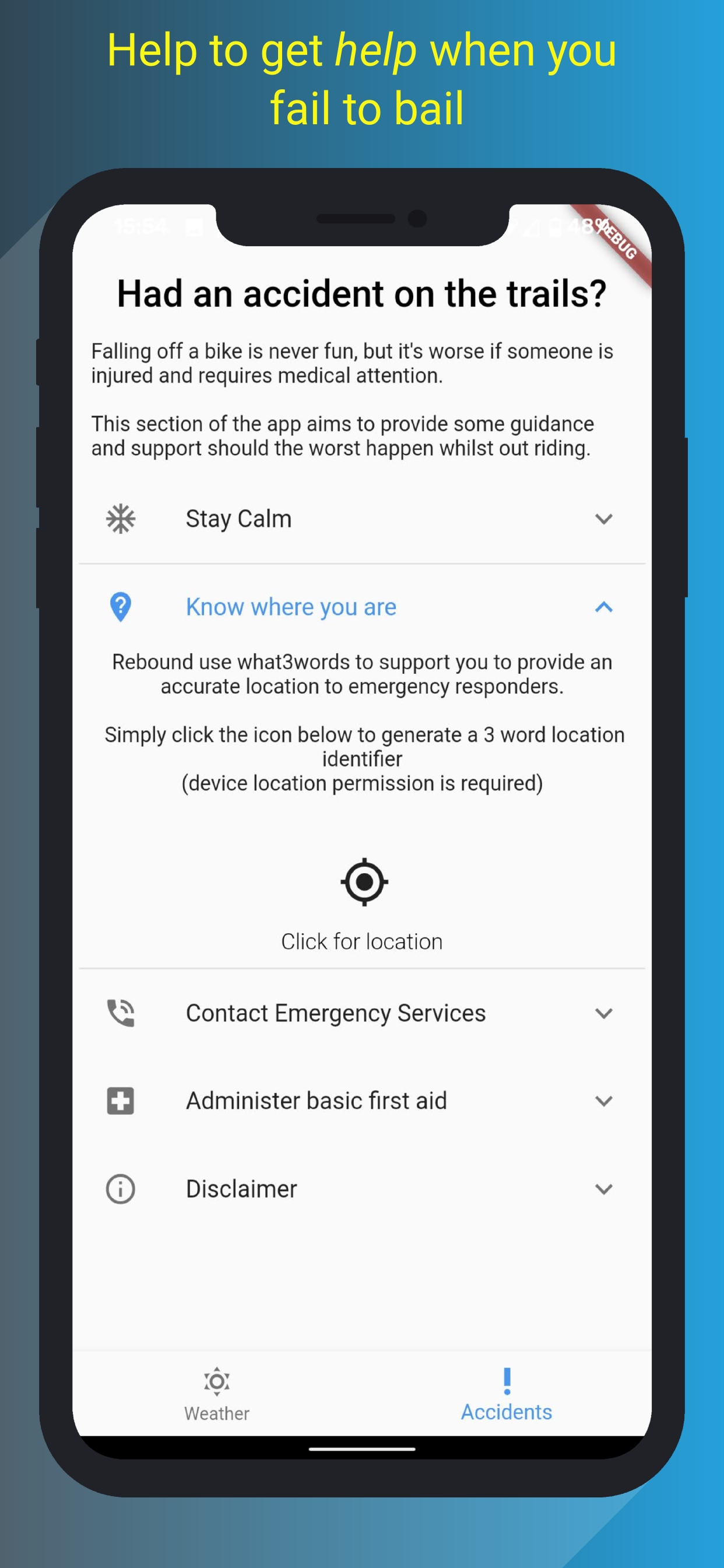 Accident reporting screenshot